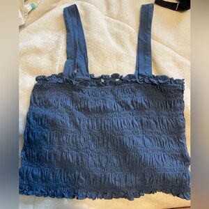 American Eagle Blue Smocked square neck crop top small